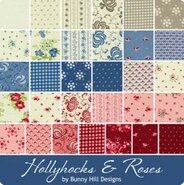 Hollyhocks & Roses by Bunny Hill