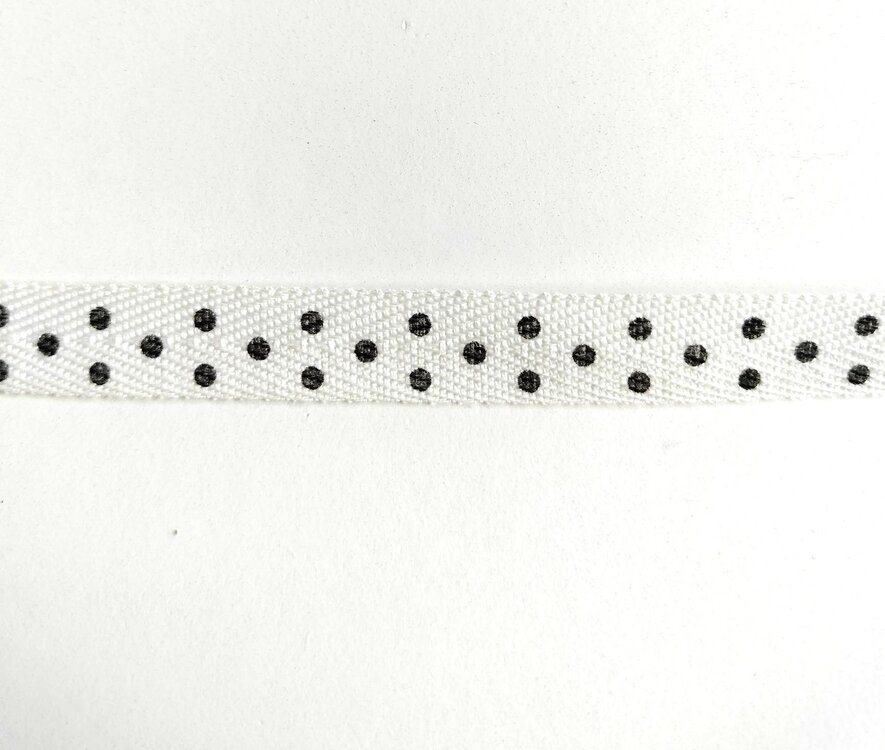 Ecru band met zwarte stipjes