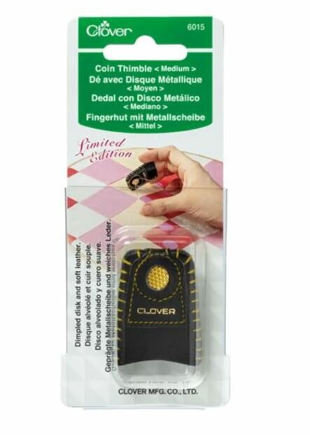 6015 Clover leren vingerhoed medium net metaalplaatje