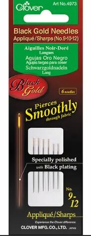 4973 Clover Black Gold Needles Applique Sharps
