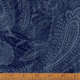 50663-8 108 inch Quiltback windham Navy blue paisley