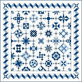 Quiltpakket C Love &amp; Hope Sampler Quilt Blauw/cremewit