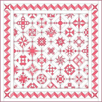Quiltpakket B Love &amp; Hope Sampler Quilt Roze /cremewit