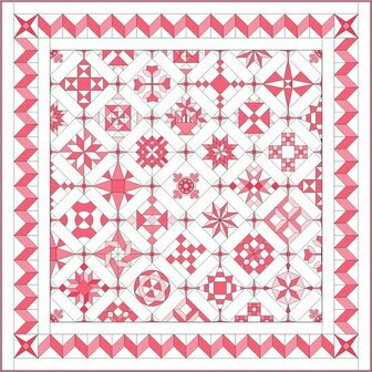 Stofpakket B Love &amp; Hope Sampler Quilt Roze /cremewit