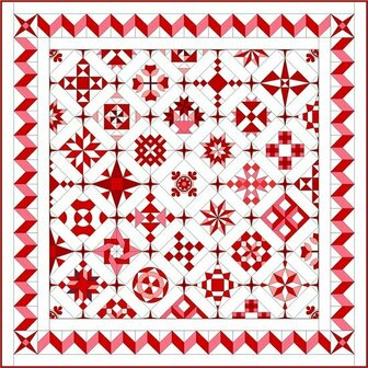 Stofpakket A Love &amp; Hope Sampler Quilt Rood/cremewit