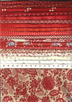 Fabric package A Love &amp; Hope Sampler Quilt Red/cream white