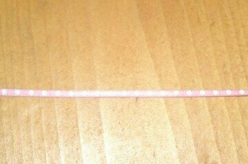 Satin ribbon pink with white dot 3 mm