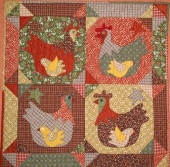 Chicken quilt size 70x70 cm