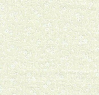 313-013 muslin prints ECRU met print krul met bloempjes