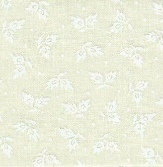 313-012 muslin prints ECRU with print 2 pointed flowers on 1 stem