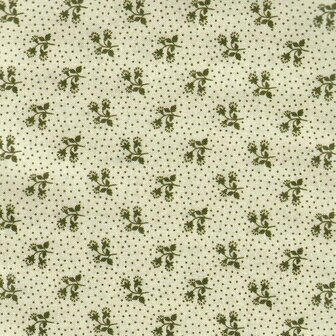 4512-632 Nellies shirtings ecru with green flower