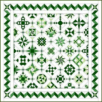 Quiltpakket D Love &amp; Hope Sampler Quilt Groen/cremewit