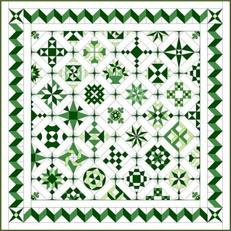 Stofpakket D Love &amp; Hope Sampler Quilt Groen/cremewit