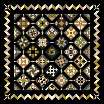 Quiltpakket F Love &amp; Hope Sampler beige /zwart