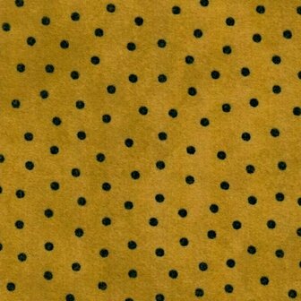 F18506-S2 woolies flannel ocher yellow with black dot