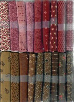 Quiltpakket J Love &amp; Hope Sampler wijnrood-oudroze-bruin op beige
