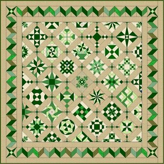 Fabric pack K Love &amp; Hope Sampler green assorted on beige