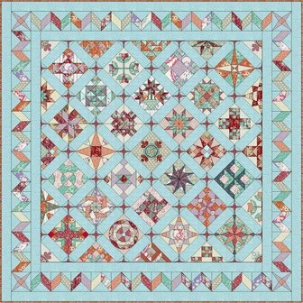 Quiltpakket L Love &amp; Hope Sampler TILDA stoffen op licht blauw