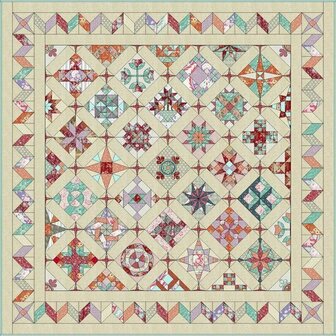 Quiltpakket L Love &amp; Hope Sampler TILDA stoffen op licht steenbeige