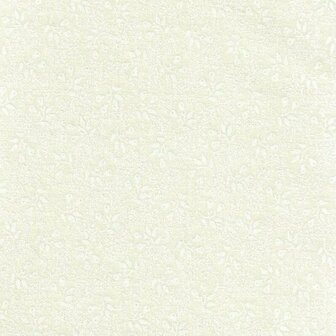313-054 muslin prints ECRU met print 2knopjes 3 blaadjes