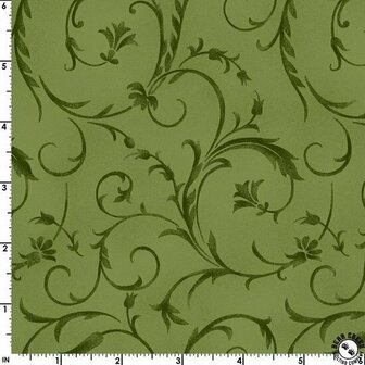 MASQB100-G Beautiful Backing medium green with garlands 275 cm wide