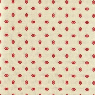 4512-634 Nellies Shirtings ecru mit roten Gliedern