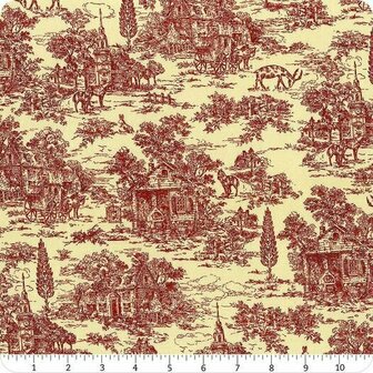 9685-44 Farmhouse 108 Zoll cremerot Toile de Jouy