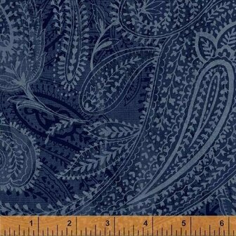 50663-8 108 inch Quiltback windham Navy blue paisley