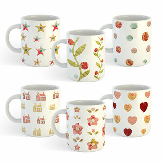 Quiltkopjes Totaal set 6 koffiemokjes