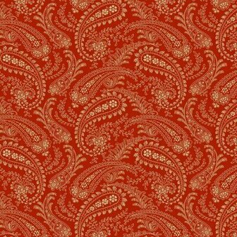 9720-R Bella Rose Line Paisley Scarlet