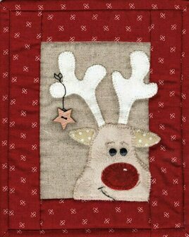 Pattern Mini quilt or cup coaster Rudolph