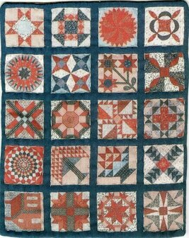 Miniature Quilt Sampler Red with Blue