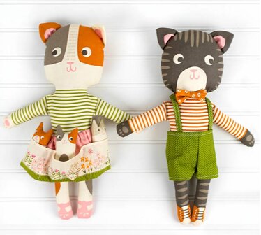 20836-11 Here Kitty Kitty panel voor 2 poppen KATTEN
