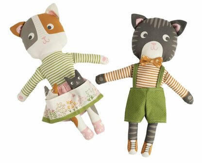 20836-11 Here Kitty Kitty panel voor 2 poppen KATTEN
