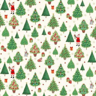 2481-Q Merry Christmas Trees cream