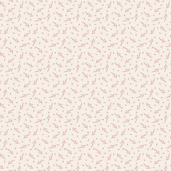 4512-626 Nellies shirtings ecru met lichtrood blaadje