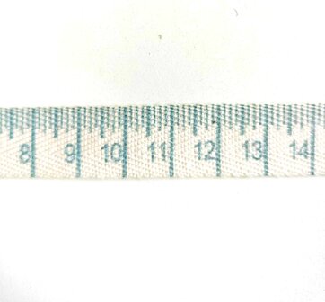 katoenen band met centimeter opdruk blauw