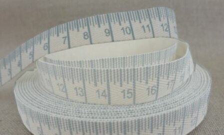 katoenen band met centimeter opdruk blauw