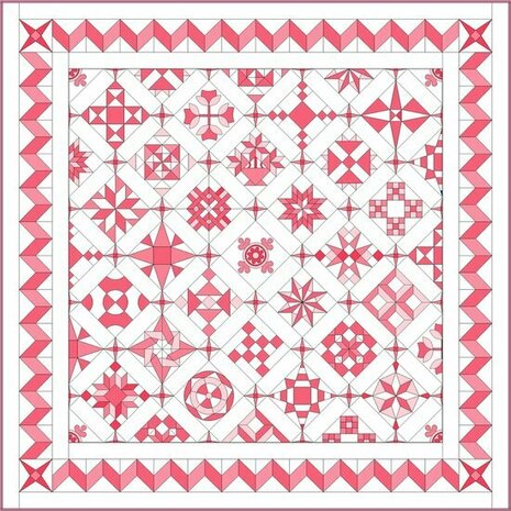 Stoffpaket B Love & Hope Sampler Quilt Rosa / Cremeweiß