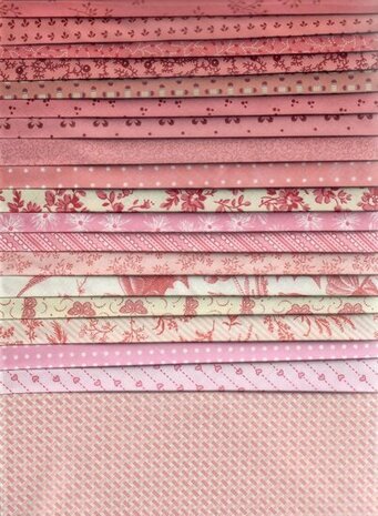 Fabric package B Love & Hope Sampler Quilt Pink / cream white