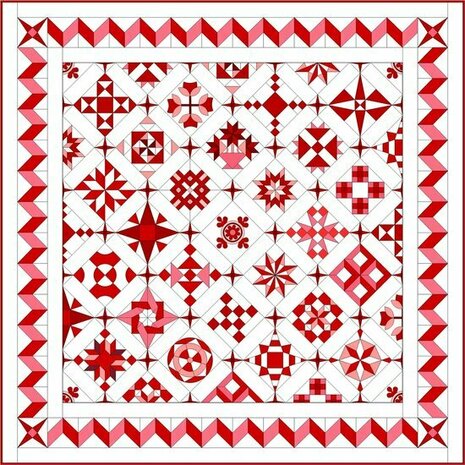 Fabric package A Love & Hope Sampler Quilt Red/cream white