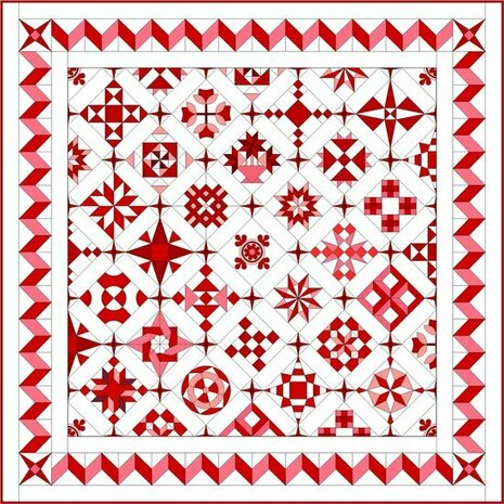 Quiltpakket A Love & Hope Sampler Quilt Rood/cremewit