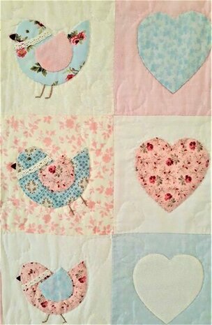 Kinderquilt Herzen & Vögel