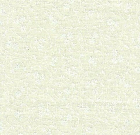 313-013 muslin prints ECRU met print krul met bloempjes