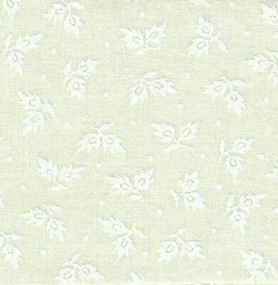 313-012 muslin prints ECRU with print 2 pointed flowers on 1 stem