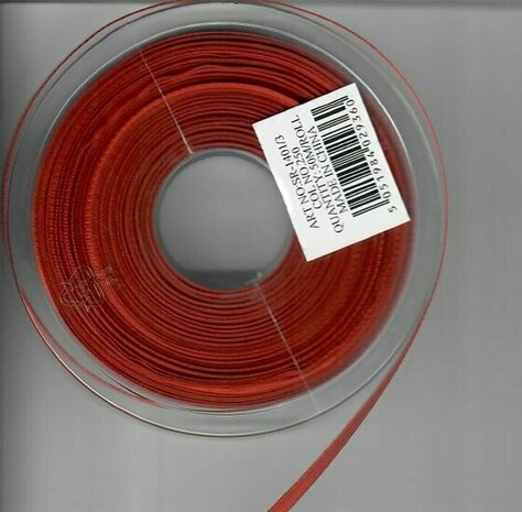 Smal rood satijnlint 8 mm