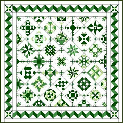 Quiltpakket D Love & Hope Sampler Quilt Groen/cremewit