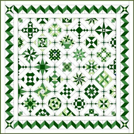 Fabric package D Love & Hope Sampler Quilt Green/cream white