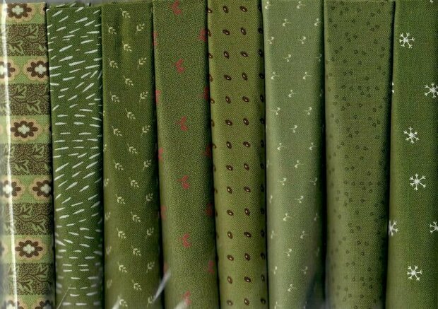 Fabric package D Love & Hope Sampler Quilt Green/cream white