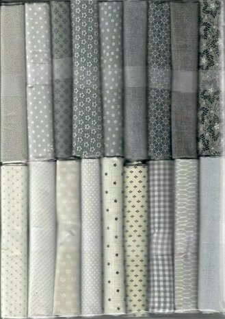 Fabric package G Love & Hope Sampler silver gray tones / black